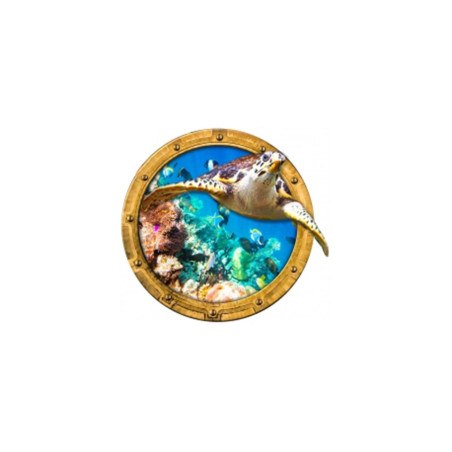 Décoration adhésive fond de piscine tortue hublot - 120 cm