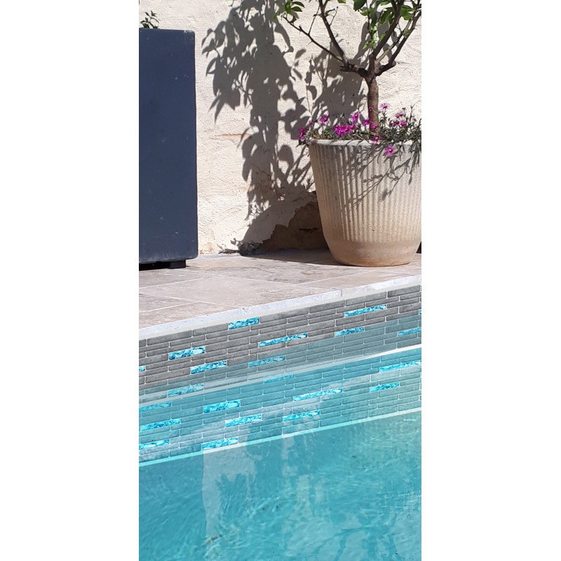 Adhesive Pool Border blue greyline  - swimming pool frieze