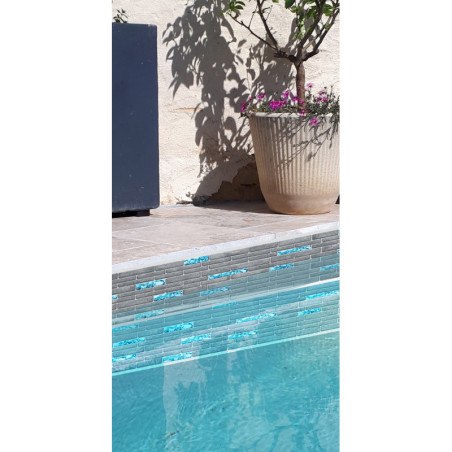 Adhesive Pool Border blue greyline  - swimming pool frieze